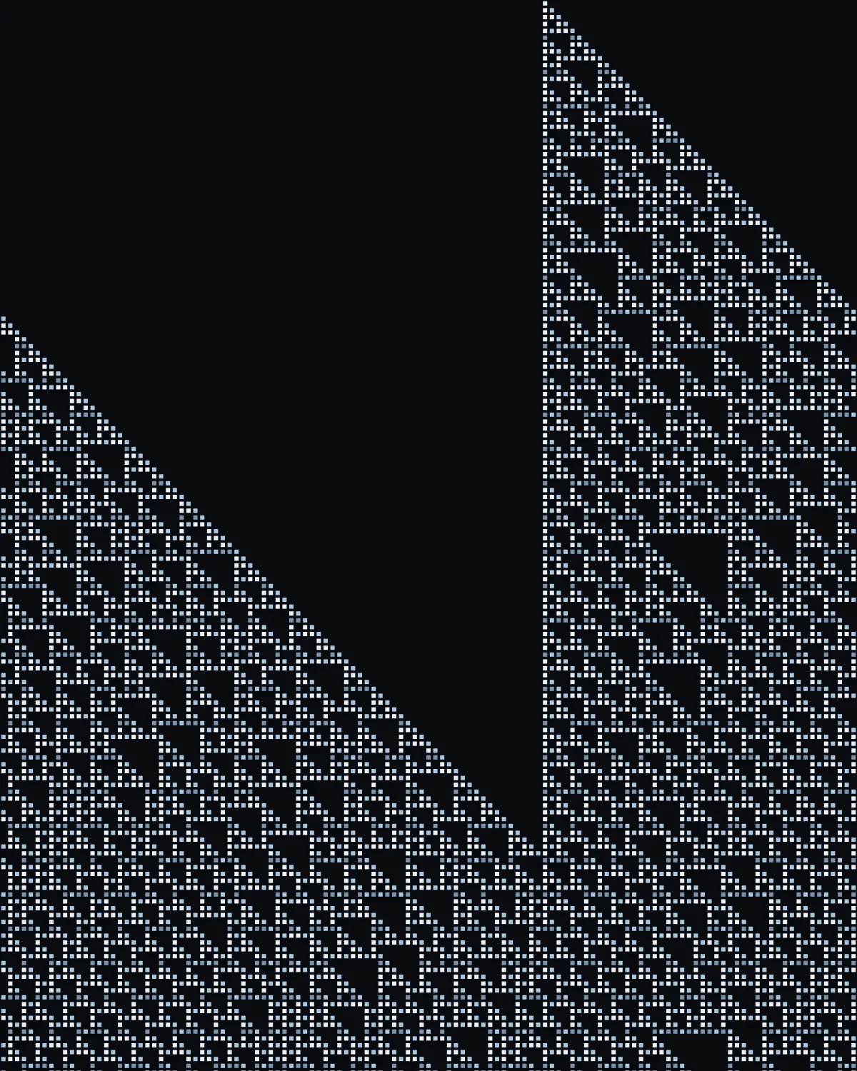 Triangles All the Way Down — generative rule110 artwork