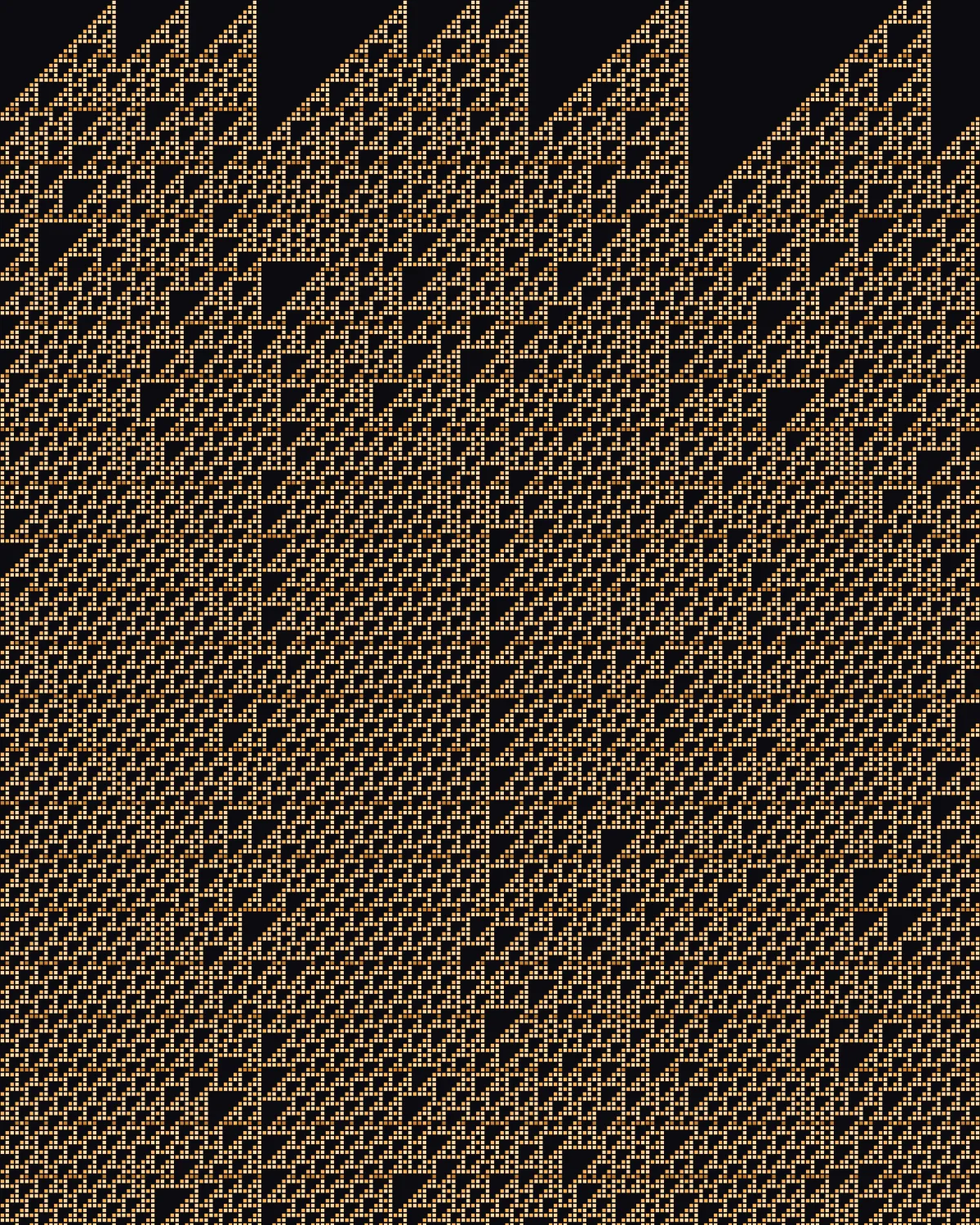 Triangles All the Way Down II — generative rule110 artwork